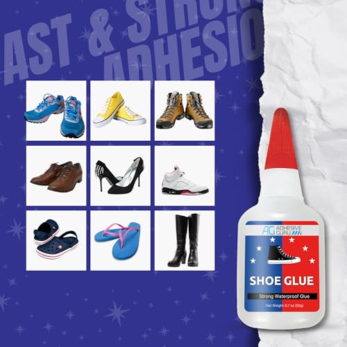 Adhesive Guru Professional Shoe Glue (2x0.7 oz), Shoe Sole Repair, Ultimate Shoe Repair Glue, Suitable for Sports Shoes, Sneakers, Boots, Sandals etc. Compatible with CA Accelerator - 2 Pack - size: 2 Pack, style: Shoe Glue