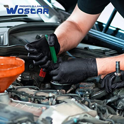 Wostar Black Nitrile Industrial Gloves Large 8 Mil Raised Diamond Texture Latex & Powder Free Heavy Duty Gloves 100 Count - color: Black Large 8mil 100pcs, size: Large ( 100pcs a box)