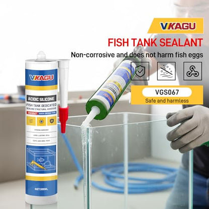 VGS067Aquarium Safe Silicone Sealant - 100% Waterproof Fish Tank Glue, Clear Structural Adhesive for Glass Building & Repair, High Strength Acidic Cure, (10.15 fl oz-4 Pack) - style: 4 Pack