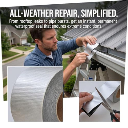 1 Roll - Strong Waterproof Aluminum Foil Butyl Rubber Tape, Leak-Proof Sealant for Pipes & Walls, Ideal for Flat Surfaces - Durable & Weather-Resistant, Sealant Waterproof（Width 5cm×3m