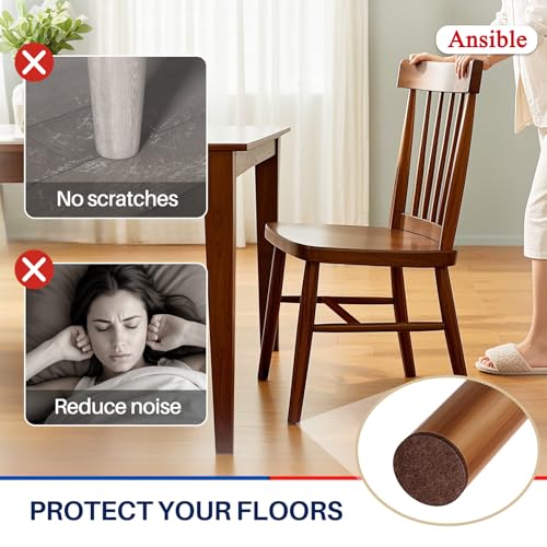 Ansible 60 PCS Felt Furniture Pads 1", Felt Pads for Chair Leg Floor Protectors for Hardwood Floors Round (Brown) - size: 60 PCS 1" Brown, Round
