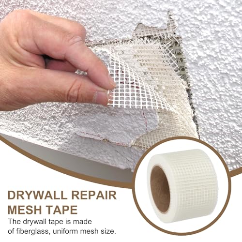 PATIKIL Drywall Repair Mesh Tape, 3 inch x 82 ft Fiberglass Repair Patch Self-Adhesive Dry Wall Joint Tape 6 Mesh Wall Hole Crack and Seam Patch, White - size: 3 Inch X 82 Feet