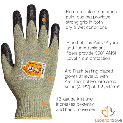 Superior Glove Dexterity Flame Resistant Arc Flash Electrcian Gloves with Neoprene Palm - S13FRNE - size: Small (Pack of 1)