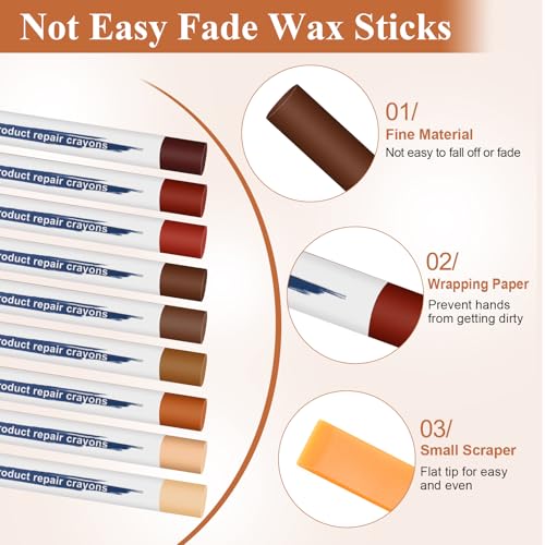 16PCS Furniture Repair Kit, Colorful Wood Filler Stick Floor Scratch Kits, Wooden Repair Wax Sticks for Repairing Scratches