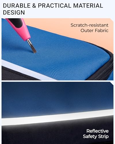 2 Pack Small Tool Bags Zipper Pouch for Organizing, with Adjustable Shoulder Strap & Carabiner, Utility Small Tool Pouch with Multi Pocket Compartments and Label Area (12" & 10") - color: Blue 2 Pack