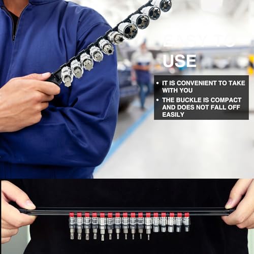 AMM 9-Piece Socket Organizer, 1/2, 3/8 & 1/4 inch Drive ABS Socket Holder, Heavy Duty Socket Racks - color: Red, size: 9PC