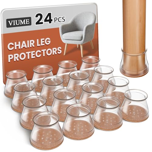 24 Pcs Chair Leg Floor Protectors for Hardwood Floors Silicone Covers Felt Pads Furniture Leg Caps Anti-Scratch Reduce Noise Fit (1-5/16" to 2") - color: Clear-24pcs, size: Universal L