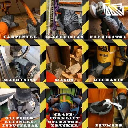 Taaib™ Work Gloves for Mechanic Electrician Industrial Tactical Utility Personnel, Women Men, All-Purpose Reinforced Leather