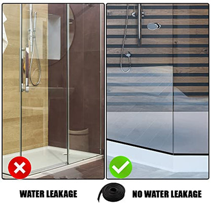 Shower Bottom Waterproof Door Rubber Sweep Trim Black Seal for Home Bathroom, 108 x 13/16 x 5/32 Inch Tee Insert Shape - color: Black