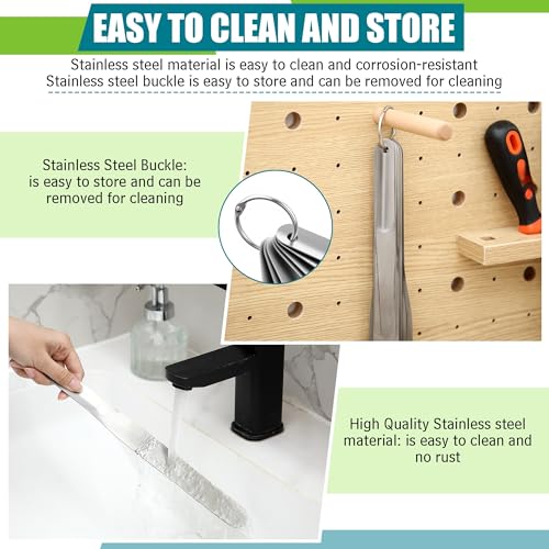 Saillong 7PCS Caulking Spatula Tool Set, Professional Stainless Steel Caulk Finishing Tools, Multifunctional Streamline Caulk Spatula, From 3/8” To 1-1/2”, For Bathtub, Shower, Tile, Countertop