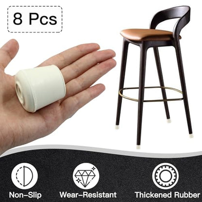 8pcs 1-1/8 Inch Round Chair Leg Tips Caps, Non-Slip Rubber Chair Leg Floor Protectors, White Furniture Leg Caps Fit for 1.06"-1.1" (27-28mm) Diameter Round Feet - size: 1-1/8 Inch-White