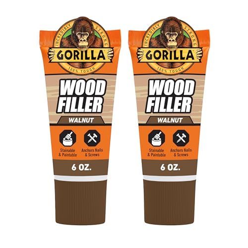 Gorilla All Purpose Wood Filler, Walnut Color, 6 Ounce Tube (Pack of 2) - Water Resistant for Indoor or Outdoor Projects and Repairs - color: Walnut, size: 2 - Pack