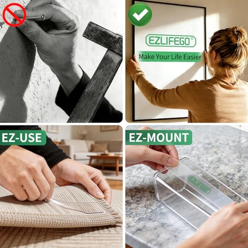 EZlifego Double Sided Tape Heavy Duty(Extra Large, Pack of 2, Total 396 Inch), Nano Double Sided Adhesive Tape, Clear Mounting Tape Picture Hanging Strips, Removable Wall Tape Sticky Poster Tape Decor
