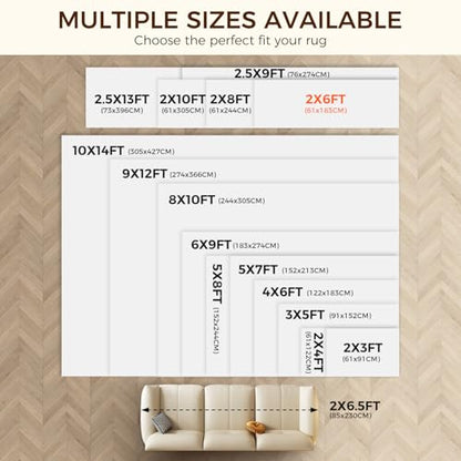 BAGAIL BASICS 2 x 6 FT Rug Pad Gripper for Hardwood Floors, Non Slip Rug Pads for Area Rugs, Extra Thick Under Rug Padding, Protect Your Rugs & Floors - size: 2' x 6' (Rectangular)