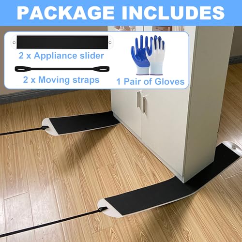 2 Pack Heavy Duty Long Furniture Sliders, Large Furniture Sliders for Carpet, Appliance Moving Sliders with Pull Strap, Pull Furniture Slides for Moving Furniture, Safes on Carpet and Hardwood Floor