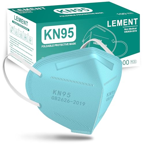 LEMENT KN95 Face Masks,100 Pack Breathable Cup Dust Disposable Masks For Adults,Blue - color: Adult-100 Pack-blue