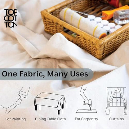 Top Cotton Canvas Drop Cloth 4Pc, Reusable Paint Drop Cloth, 100% Recycled Cotton Canvas Tarp Cover for Painter, Furniture, Floor Protection, All Purpose Painters Dropcloth for Christmas DIY (5x5FT) - size: Pack of 4 - 5*5 Ft
