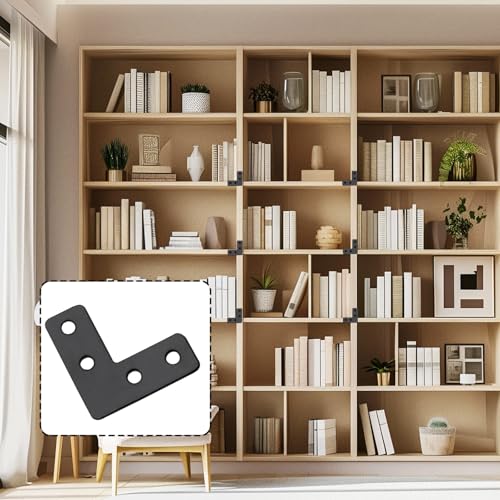 Hordion 20Pcs 1.6 x 1.6 Inch L Shape Bracket Flat Corner Brace (40 X 40mm), Right Angle Bracket Black Heavy Duty Repair Mending Plates for Wood Furniture Chair Drawer Cabinet - size: 1.6*1.6''/40*40mm, Silver