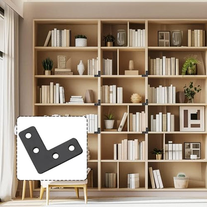 Hordion 20Pcs 1.6 x 1.6 Inch L Shape Bracket Flat Corner Brace (40 X 40mm), Right Angle Bracket Black Heavy Duty Repair Mending Plates for Wood Furniture Chair Drawer Cabinet - size: 1.6*1.6''/40*40mm, Silver