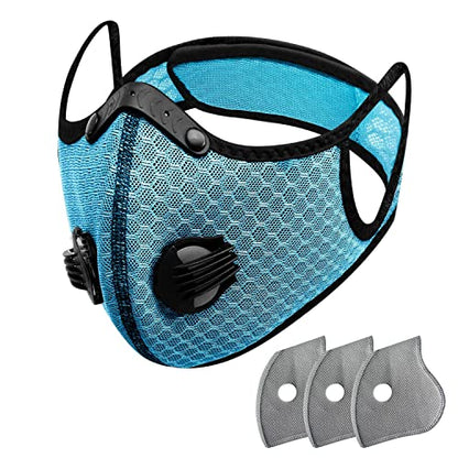 FULIER Dust Face Mask Anti-Fog Outdoor Cool Sports Mask Reusable Face Protection - color: Sky Blue