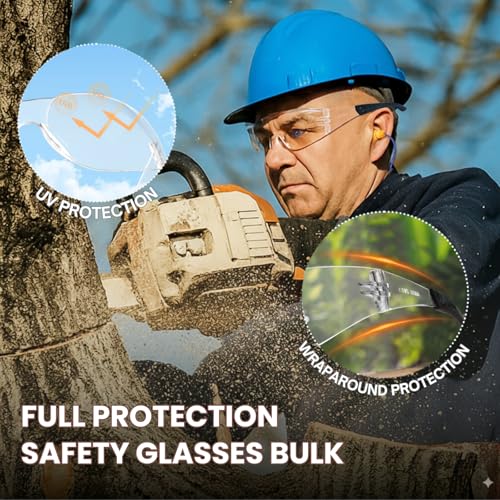 Clear Safety Glasses 80 PACK,ANSI Z87.1 Safety Glasses Bulk, Universal Fit,Impact and Scratch-Resistant Clear Eye Protection for men, Lab,Construction,Shooting Range,Woodworking,Outdoor - color: 80pcs-clear