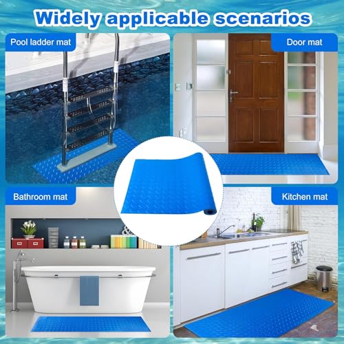 Pool Ladder Mat - 9 x 36 Inch Large Pool Ladder Pad Protective Swimming Pool Step Mat with Texture for Above Ground Swimming Pool Steps Liners and Stairs (Striped)