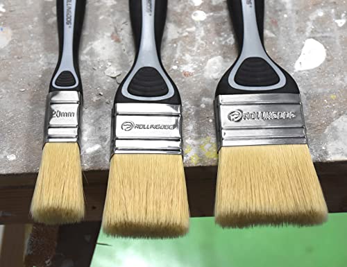 ROLLINGDOG Paint Brush Set - Soft Paint Brush for Walls,Smooth Surfaces,Furniture,DIY Detail Painting (3 PC Pack, 20mm, 40mm, 50mm) - color: Soft Paint Brush Set 20mm 40mm 50mm