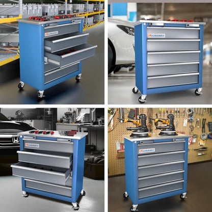 LARBANKE 5-Drawer Rolling Tool Chest,Locking Metal Tool Cabinet with Drawer Liners,Non-Slip Pearl Cotton Mat,360° Wheels for Easy Move,Can be Used in Combination with The Seven-Drawer Tool Cabinet - style: 5 Drawer Rolling Tool Chest with feet pad
