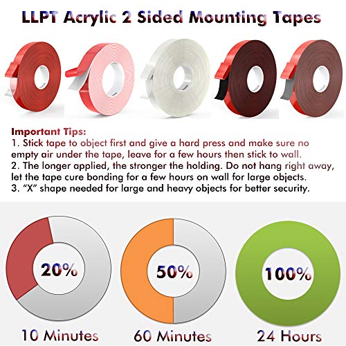 LLPT Double Sided Tape Clear Acrylic Strong Mounting Tape 1/2 Inch x 120 Inch Multiple Sizes Residue Free Waterproof Outdoor Indoor Adhesive for Nail Box Home Deco and DIY(WA052) - size: 1/2" x 120 Inch