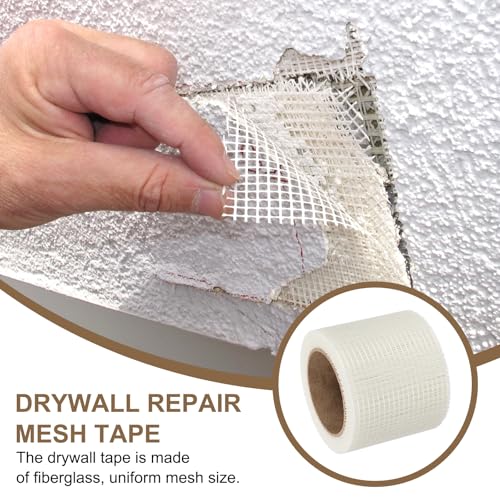 PATIKIL Drywall Repair Mesh Tape, 4 inch x 82 ft Fiberglass Repair Patch Self-Adhesive Dry Wall Joint Tape 6 Mesh Wall Hole Crack and Seam Patch, White - size: 4 inch x 82 Feet
