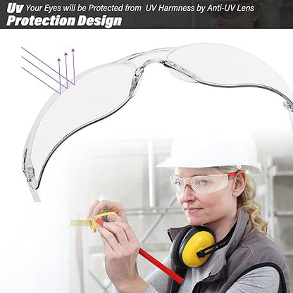 Salfboy Safety Glasses for Men Women ANSI Z87.1 Safety Glasses Bulk Protective Eyewear Scratch-Resistant - color: 30pcs-118-red Leg