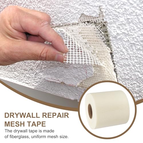 PATIKIL Drywall Repair Mesh Tape, 8 inch x 328 ft Fiberglass Repair Patch Self-Adhesive Dry Wall Joint Tape 10 Mesh Wall Hole Crack and Seam Patch, White - size: 8 Inch X 328 Feet