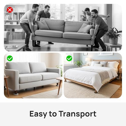 3-in-1 Furniture Sliders, Multi-Surface Furniture Movers with 8 PCS 4.8" Carpet Sliders, 4 PCS Hard Floor Socks and Reusable Heavy-Duty Moving Pads for Easy Floor Safe Furniture Moving - size: Large