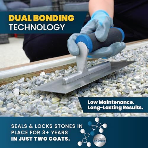 Easihold Rock Glue for Landscaping 1 Gallon – Gravel Binder for Pea Gravel, Stones, Pebbles – Mulch Glue, Clear Gravel Stabilizer for Patios, Walkways, Driveways, Garden Borders, Non-Toxic - size: 1 Gallon