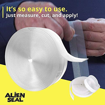 Alien Draft Seal Weather Stripping Door Seal – Longer 64ft (3 Rolls) Silicone Door Bottom Draft Stopper Tape - size: 64 Feet - 1 Pack