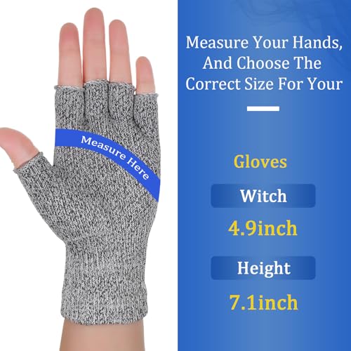 Geyoga 2 Pair Cut Resistant Half Finger Protection Gloves for Home Use (Grey) - color: Grey