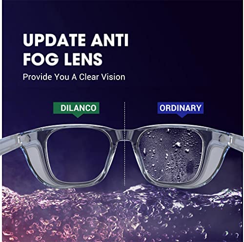 DILANCO Clear Safety Glasses Goggles With Side Shields for Women Men,Fog & Scratch-Resistant Complete UV Protection Eyewear - color: Blue