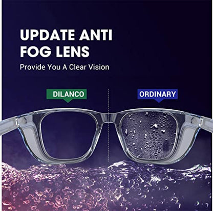 DILANCO Clear Safety Glasses Goggles With Side Shields for Women Men,Fog & Scratch-Resistant Complete UV Protection Eyewear - color: Blue