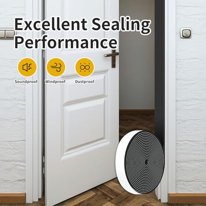Foam Tape,Weather Stripping,Soundproof,Cold Insulation,High Density CR Foam Insulation Tape for Door, Front Door Frame, Windows,Sliding Door (Black,1 in x 1/8 in x 32 Ft) - size: 1 In x 1/8 In x 32 Ft