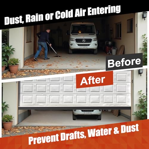 Garage Door Seals Bottom Rubber - Garage Door Weather Stripping Bottom Seal Kit Seal Strip Replacement with 5/16" T Ends, Weatherproof Garage Door Seals Prevent Drafts, Water & Dust - size: No track - 20 Feet