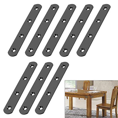 Sumnacon 8 Pcs Stainless Steel Flat Plates - 5 Inch Heavy Duty Mending Plate Straight Corner Brace Brackets Connector Furniture Repair Fixing Joint with Screws, Black - size: 5 Inch Black