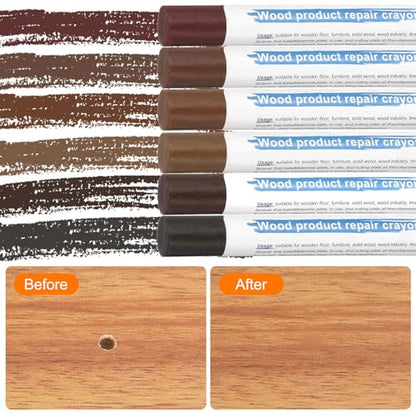 HARFINGTON Wood Filler Sticks 6 Colors Wooden Wax Touch Up Furniture Repair Crayons for Wood Brown, Rosewood, Wood, Teak, Brown Walnut - color: Exotic Woods Series