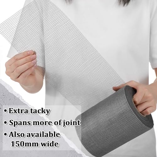 150 ft x 6 Inch Cement Board Joint Tape Self Adhesive Durable Gray Fiberglass Mesh Drywall Mesh Repair Tape for Cement Board Joints Repairing, Sealing and Strengthening - size: 150 ft X 6 Inch