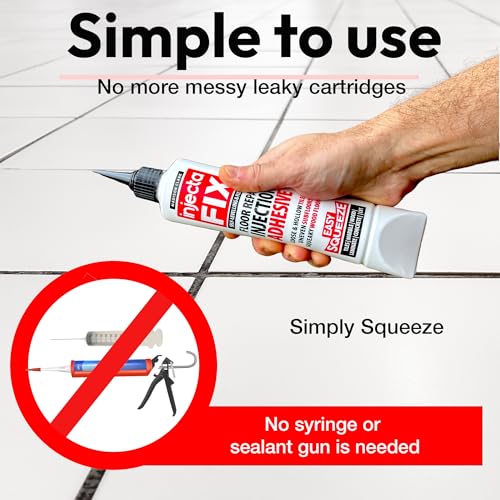 Floor-Fix Pro Easy Squeeze - Extra Strength Adhesive - Fix Loose & Hollow Tiles, Squeaky Wood & Laminate - Includes Built in 5/64” Syringe Tip - No Sealant Gun Required (10.1 Fl Oz) - color: 1