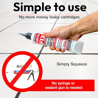 Floor-Fix Pro Easy Squeeze - Extra Strength Adhesive - Fix Loose & Hollow Tiles, Squeaky Wood & Laminate - Includes Built in 5/64” Syringe Tip - No Sealant Gun Required (10.1 Fl Oz) - color: 1