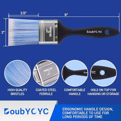 Paint Brushes, 12 Pack 2 Inch Paint Brush, Plastic Handle Flat Paint Brushes for Walls, Furniture and DIY Paint, Professional Paint Tools - color: 12 Pack