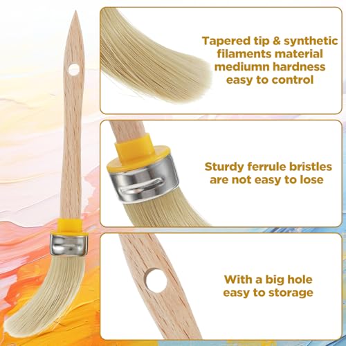 3 Packs Trim Paint Brush for Walls, Round Paint Brushes for Touch up House Wall Edges, Detail Areas Small Repairs Art, Sash, Baseboards and Corners