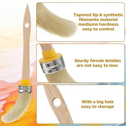 3 Packs Trim Paint Brush for Walls, Round Paint Brushes for Touch up House Wall Edges, Detail Areas Small Repairs Art, Sash, Baseboards and Corners