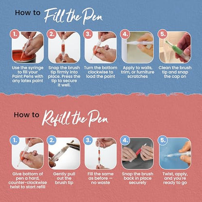 Slobproof Refillable Touch-Up Paint Pen, Mess-Free, Reusable Wall Paint Repair Tool, Precise Application, DIY Home Improvement, Furniture, Arts and Crafts, Patented Design, Easy Storage, Pack of 5 - size: 5 Count (Pack of 1)