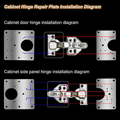 6 PCS Cabinet Hinge Repair Plate, Hinges Repair Fixing Plates, Stainless Steel Cabinet Repair Board, Kitchen Cupboard Door Hinge Repair Brackets Kit, Cabinet Fixing Plate Bracket with Mounting Screw - size: Large & Small